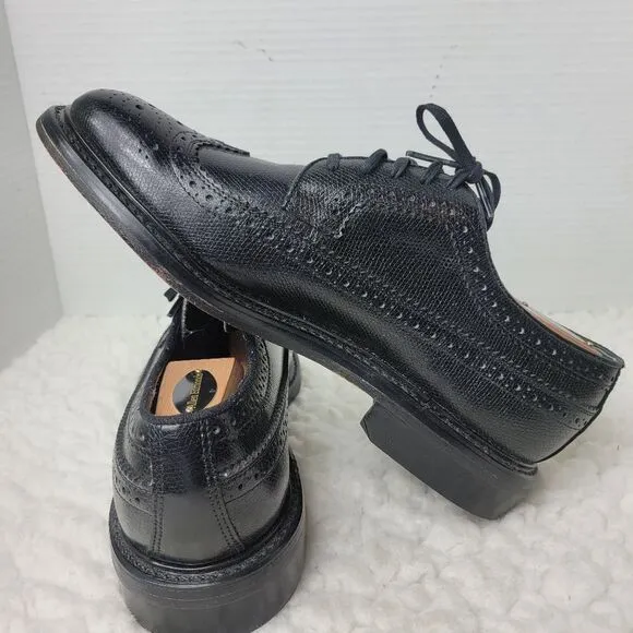 Vtg 90's Sears Oxfords Shoes Mens Size 8Ee Black Leather Wingtip Brogue