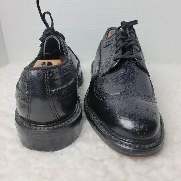Vtg 90's Sears Oxfords Shoes Mens Size 8Ee Black Leather Wingtip Brogue