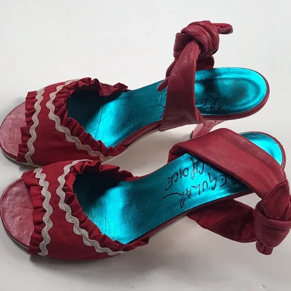 VTG,Red Kitten Heels by Irregular Choice Size 38
