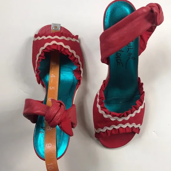 VTG,Red Kitten Heels by Irregular Choice Size 38