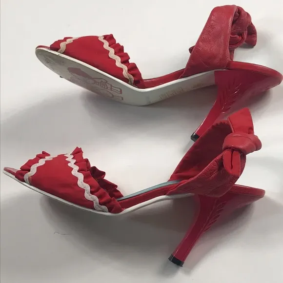VTG,Red Kitten Heels by Irregular Choice Size 38