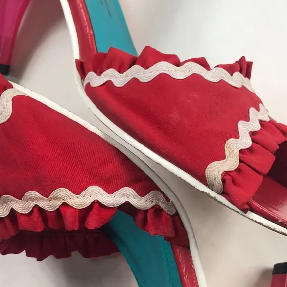 VTG,Red Kitten Heels by Irregular Choice Size 38