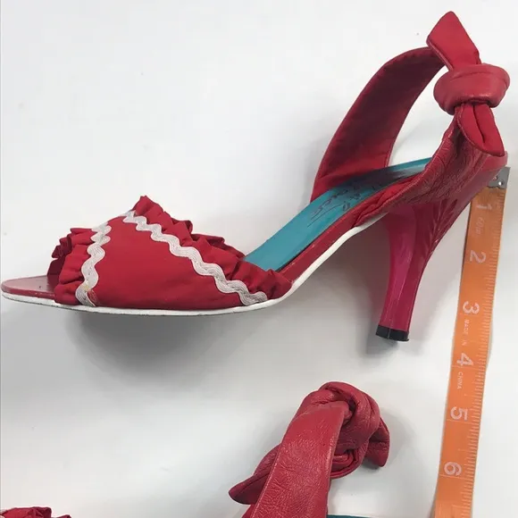 VTG,Red Kitten Heels by Irregular Choice Size 38