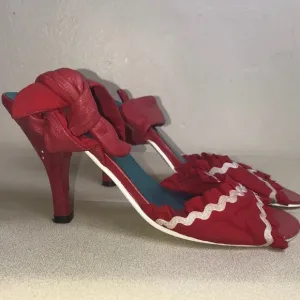 VTG,Red Kitten Heels by Irregular Choice Size 38
