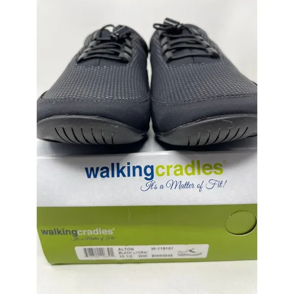 Walking Cradles‎ Alton Sporty Casual Sneaker in Black Size 10.5 Extra Wide