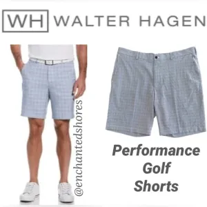 Walter Hagen Performance 11 Golf Shorts Houndstooth Check Black Grey Size 42
