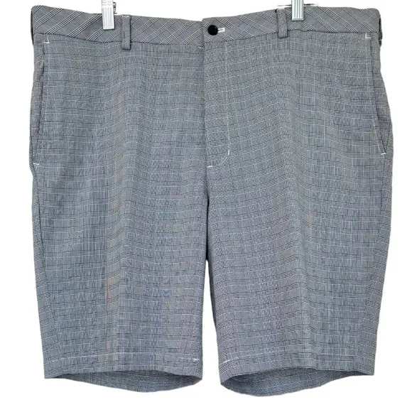 Walter Hagen Performance 11 Golf Shorts Houndstooth Check Black Grey Size 42