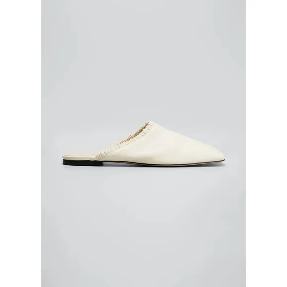 Wandler Lola Lambskin Ruched-Collar Flat Mules