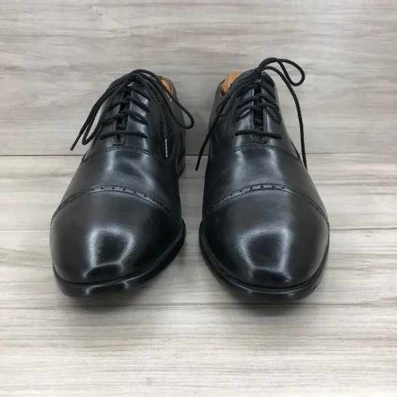 Warfield &amp; Grand Oxfords Mens 10.5 Black Leather Cap Toe Dress Shoes