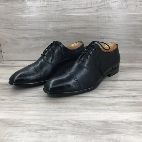 Warfield &amp; Grand Oxfords Mens 10.5 Black Leather Cap Toe Dress Shoes