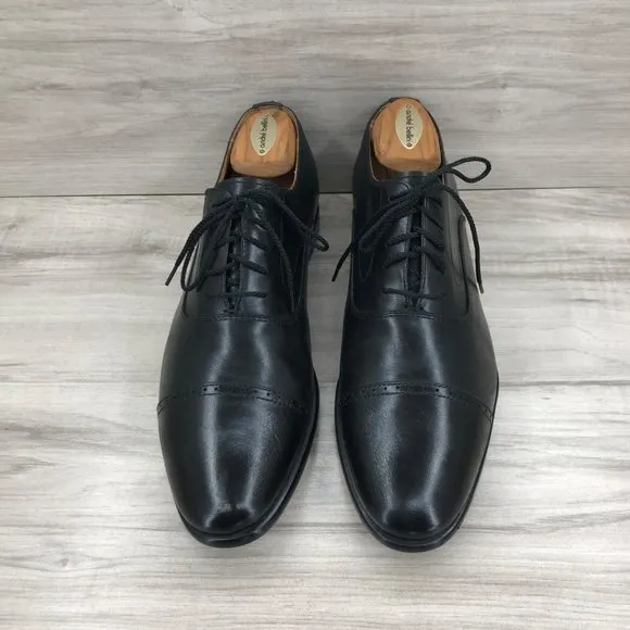 Warfield &amp; Grand Oxfords Mens 10.5 Black Leather Cap Toe Dress Shoes
