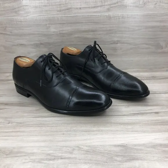 Warfield &amp; Grand Oxfords Mens 10.5 Black Leather Cap Toe Dress Shoes