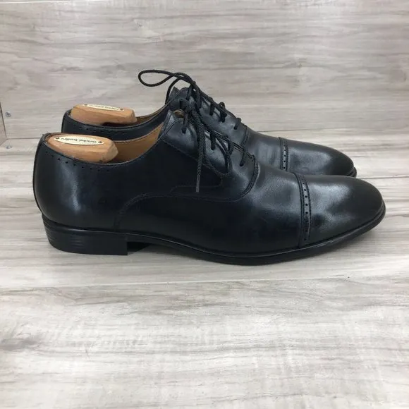Warfield &amp; Grand Oxfords Mens 10.5 Black Leather Cap Toe Dress Shoes