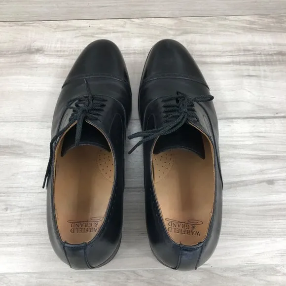 Warfield &amp; Grand Oxfords Mens 10.5 Black Leather Cap Toe Dress Shoes