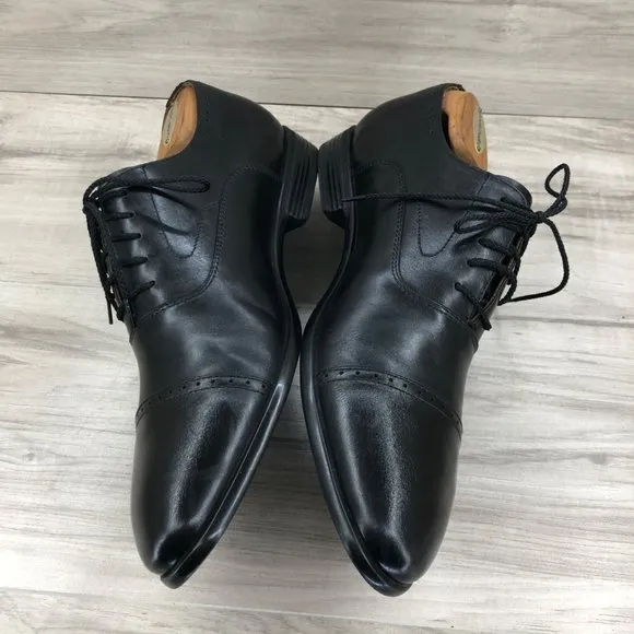 Warfield &amp; Grand Oxfords Mens 10.5 Black Leather Cap Toe Dress Shoes