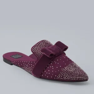 WHBM PLUM EMBELLISHED MULES