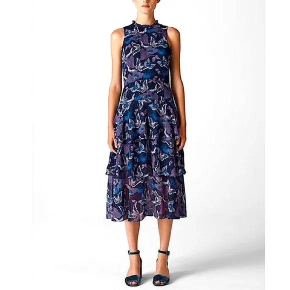 WHISTLES Papillon Print Tiered Dress