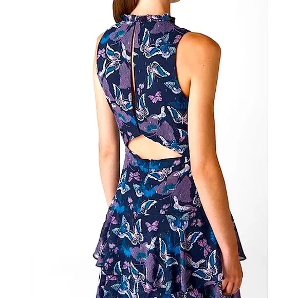 WHISTLES Papillon Print Tiered Dress