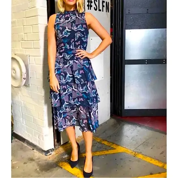 WHISTLES Papillon Print Tiered Dress