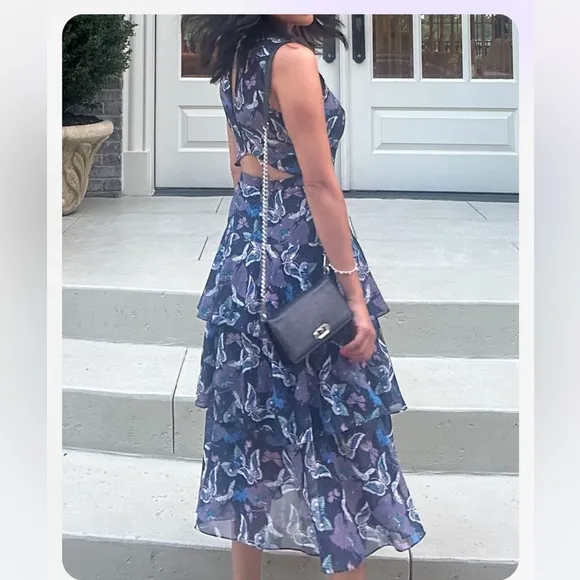 WHISTLES Papillon Print Tiered Dress