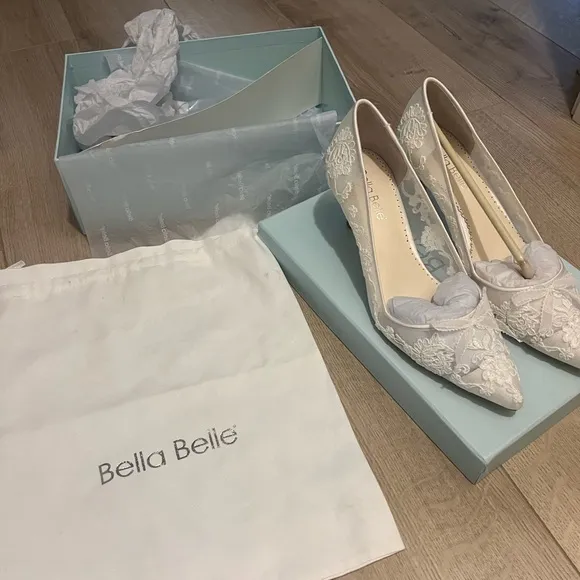 White Lace Kitten Heel Pumps for Weddings