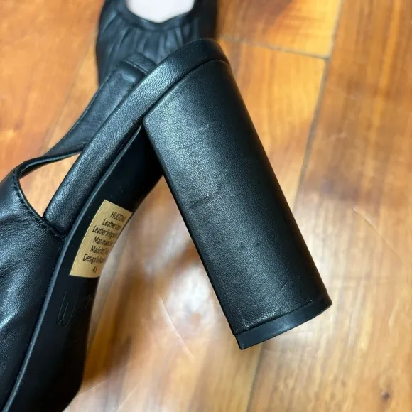 Wittner Huggins Black Leather Slingback Heels 10