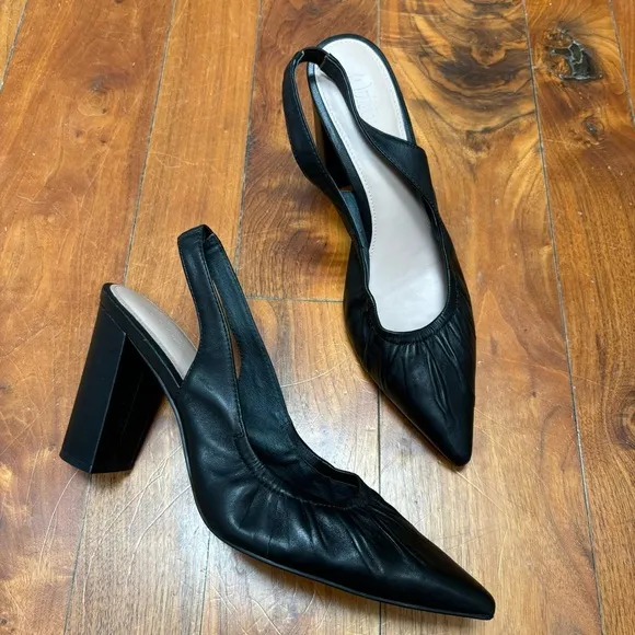 Wittner Huggins Black Leather Slingback Heels 10