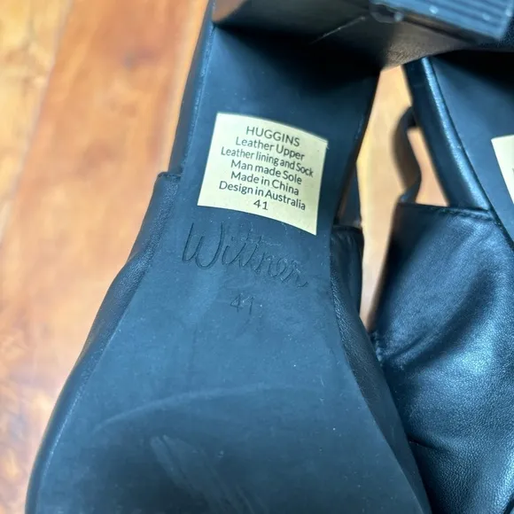 Wittner Huggins Black Leather Slingback Heels 10