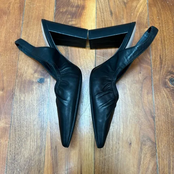 Wittner Huggins Black Leather Slingback Heels 10