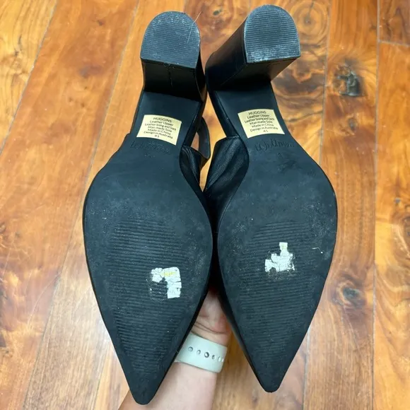 Wittner Huggins Black Leather Slingback Heels 10