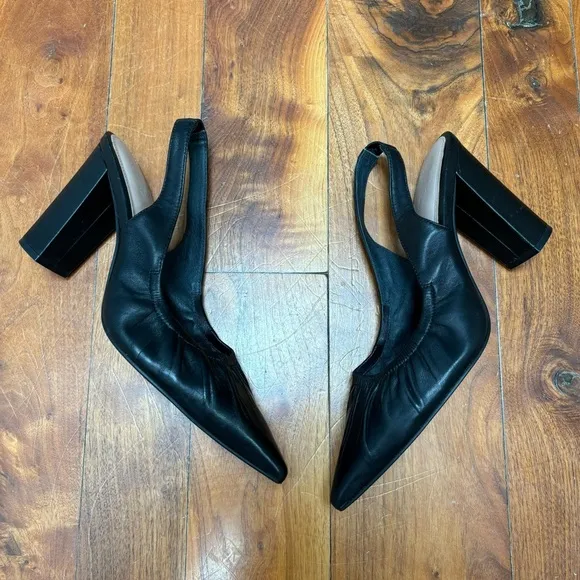 Wittner Huggins Black Leather Slingback Heels 10
