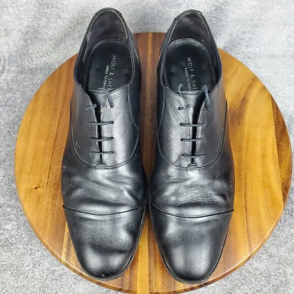 Wolf and Shepherd Oxfords Men's 14 D Black Leather Cap Toe Business Dress Shoes