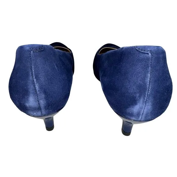 Womans trotters kiera kitten heel pumps in navy suede size 10M