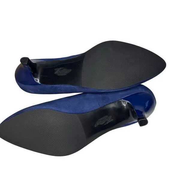 Womans trotters kiera kitten heel pumps in navy suede size 10M