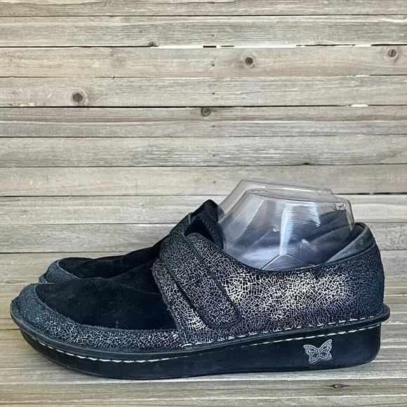 Womens Alegria Brena Moon Shadow Shimmer Metallic Black Comfort Clogs Size EU 38