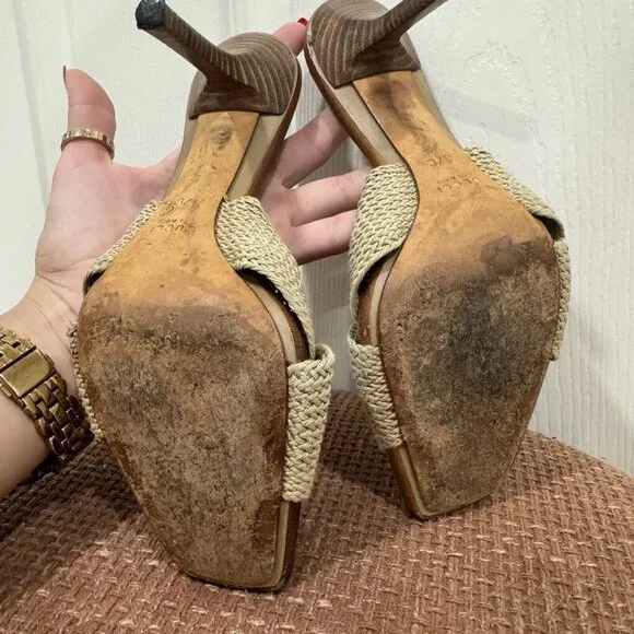 Women’s Authentic GUCCI 1990s Kitten Heels Boho Size 37c Size US 7 RARE
