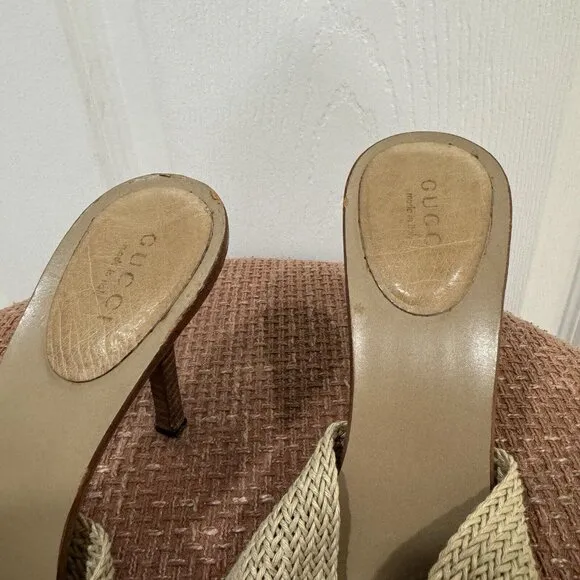 Women’s Authentic GUCCI 1990s Kitten Heels Boho Size 37c Size US 7 RARE