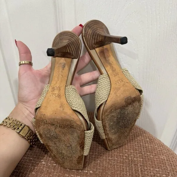 Women’s Authentic GUCCI 1990s Kitten Heels Boho Size 37c Size US 7 RARE