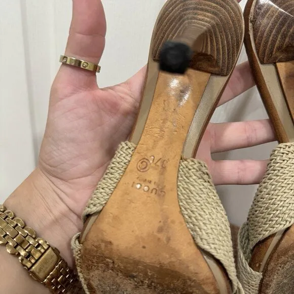Women’s Authentic GUCCI 1990s Kitten Heels Boho Size 37c Size US 7 RARE