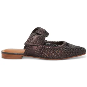 Women's Brown Woven Bow Flat Mules NWT