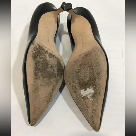 Women’s Manolo Blahnik Zenia Black Patent Leather Kitten Heels Pump Size 40.5