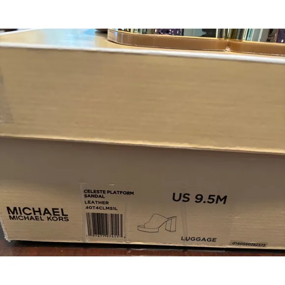 Women's Michael Michael Kors Celeste leather platform mule, luggage, US 9.5