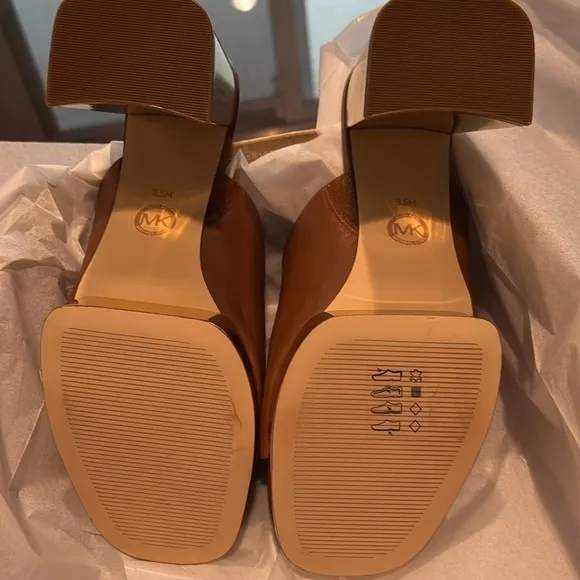 Women's Michael Michael Kors Celeste leather platform mule, luggage, US 9.5