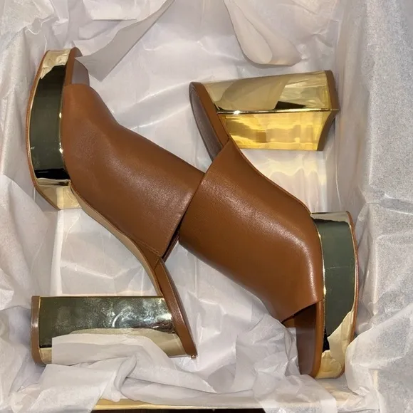 Women's Michael Michael Kors Celeste leather platform mule, luggage, US 9.5