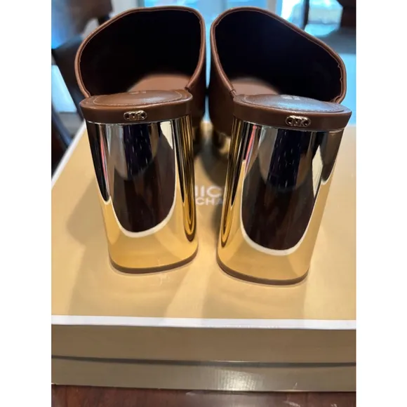 Women's Michael Michael Kors Celeste leather platform mule, luggage, US 9.5
