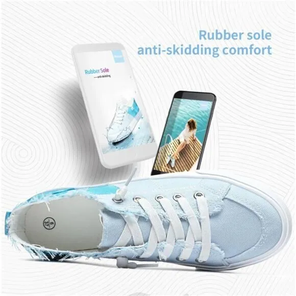 Women's Play Fashion Sneaker White Color Washed and Leopard Canvas Slip
