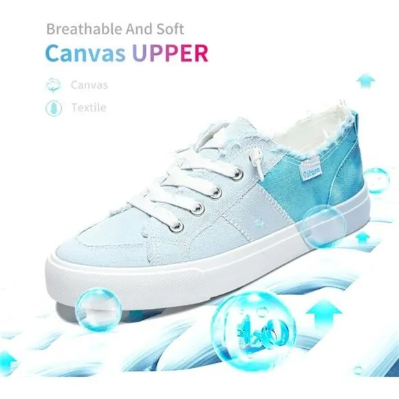 Women's Play Fashion Sneaker White Color Washed and Leopard Canvas Slip
