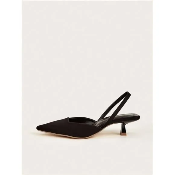 Women's Solid Color Kitten Heels, Elegant Pointed Toe High Heels