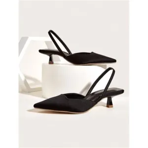 Women's Solid Color Kitten Heels, Elegant Pointed Toe High Heels