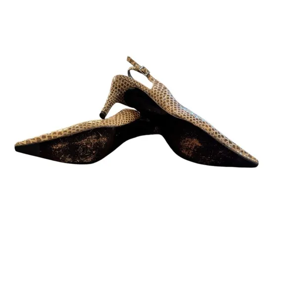 Womens, Stuart Weitzman Slingback Heel.  Color: Tan/Brown Faux Skin, Size: 9N